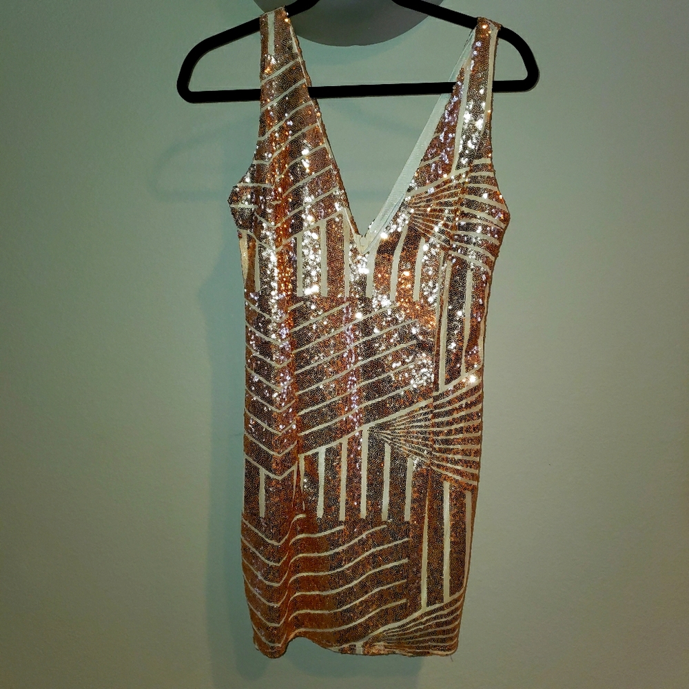 Gold Sequin Cocktail Dress